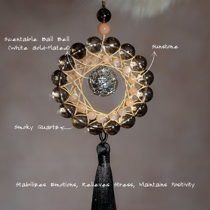 Charm Pendant｜Sunstone & Smoky Quartz, Uplift Positivity & Stabilize Mood