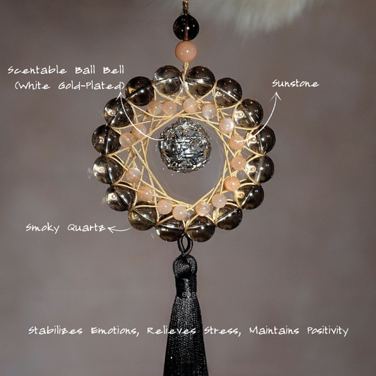 Charm Pendant｜Sunstone & Smoky Quartz, Uplift Positivity & Stabilize Mood