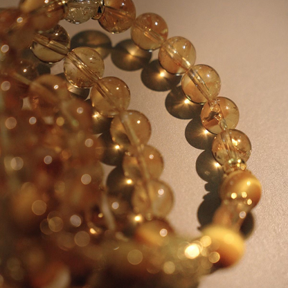 Bracelet｜"Sunset Gold Fusion" Pyrite & Golden Rutilated Quartz for Wealth Abundance