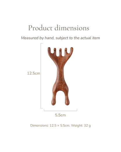 Meridian Acupressure Comb - Wood, For Head & Nose Meridian Massage