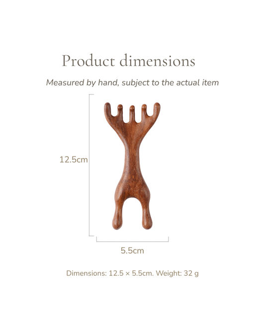 Meridian Acupressure Comb - Wood, For Head & Nose Meridian Massage
