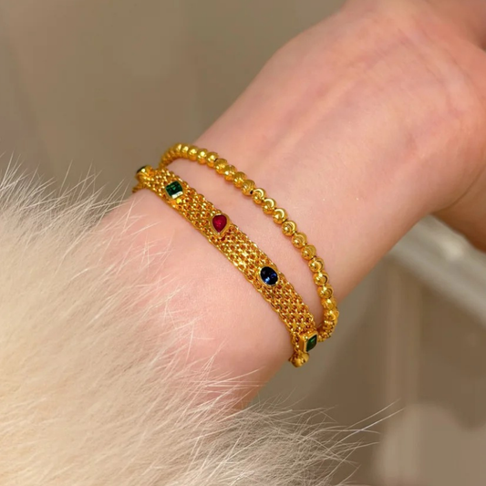 Gold-Plated 925 Silver｜Multi-Treasure Link Bracelet – Fortune & Prosperity