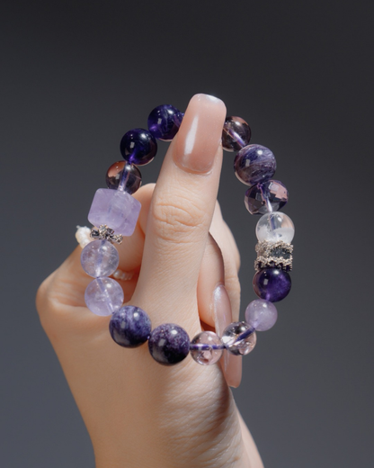Nine Purple Fire, Amethyst Bracelet, Boost Your Luck