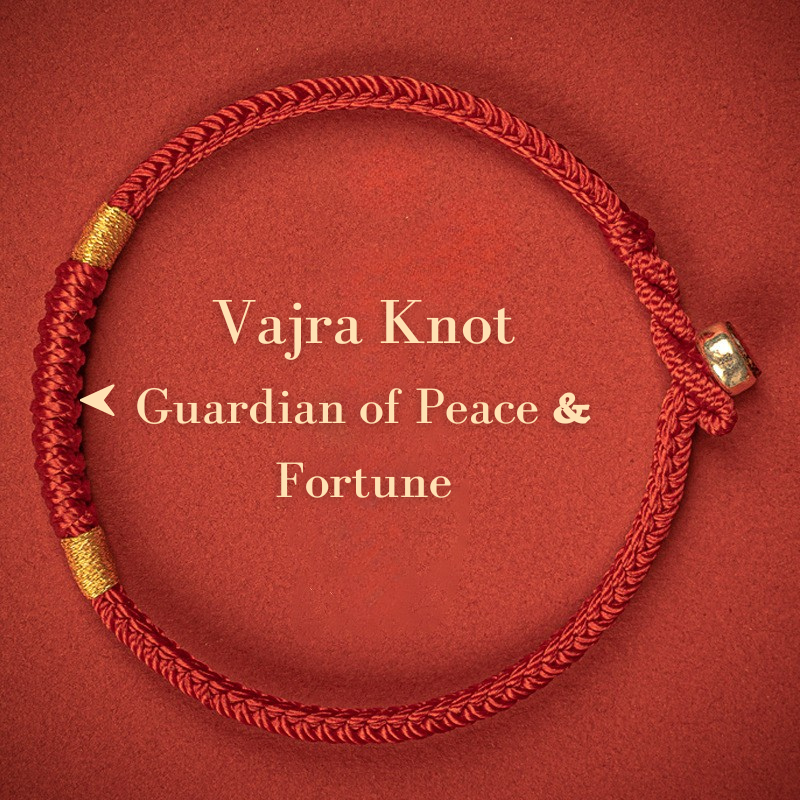 Red String Bracelet｜Wish-Fulfilling - Vajra, Joy & Peace Knots