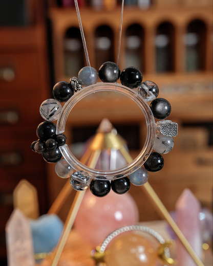Smooth Sailing, Silver Obsidian & Moonstone Bracelet, Ward Off Negativity