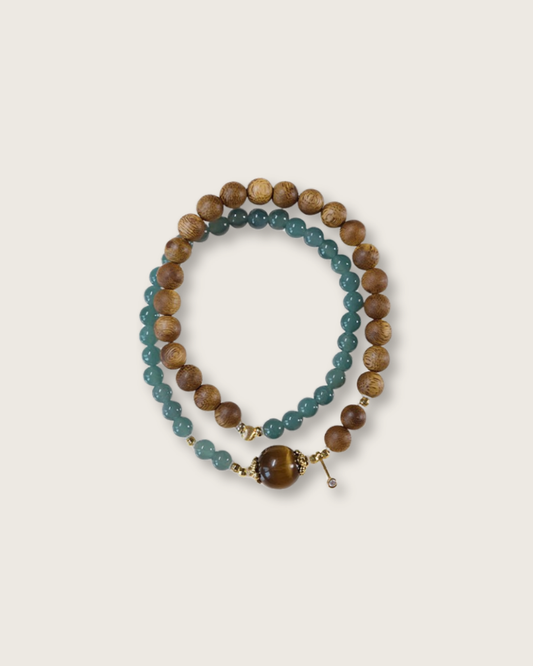 Agarwood & Jade Bracelet – Forest Spring, Peace Sleep