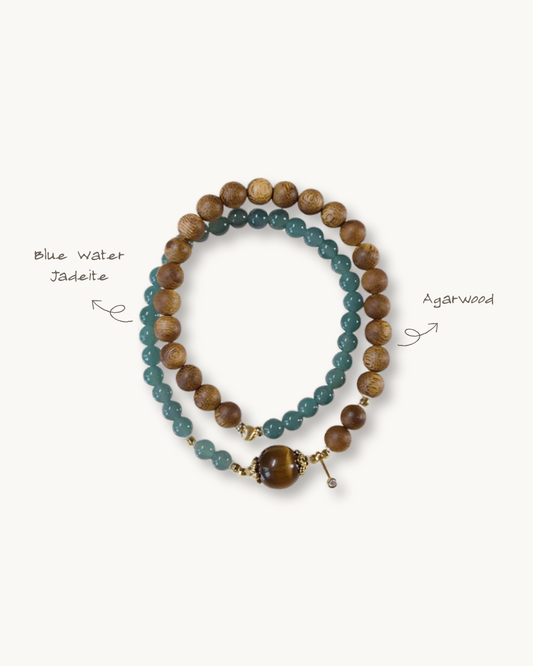 Agarwood & Jade Bracelet – Forest Spring, Peace Sleep