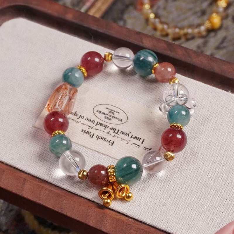 Bracelet｜"Harmony Bell" Strawberry Quartz & Apatite Purify Attract Love & Luck