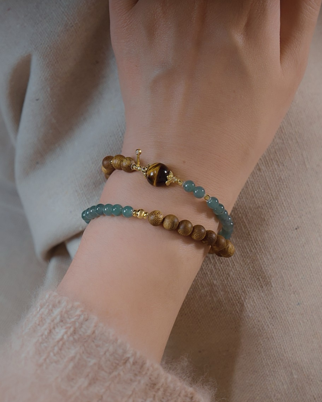 Agarwood & Jade Bracelet – Forest Spring, Peace Sleep