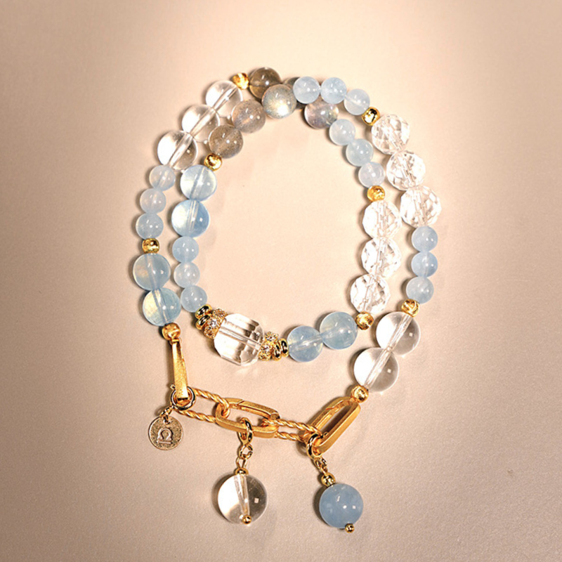 2026 Libra Double-Wrap Bracelet | Protection Stone Aquamarine