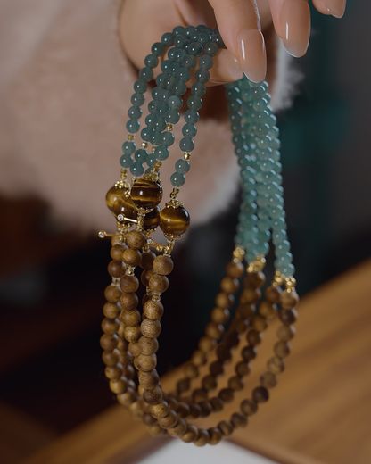 Agarwood & Jade Bracelet – Forest Spring, Peace Sleep