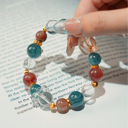 Bracelet｜"Harmony Bell" Strawberry Quartz & Apatite Purify Attract Love & Luck