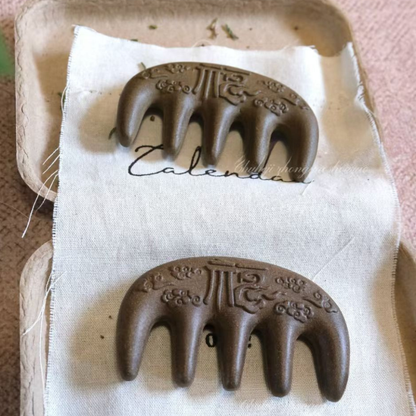 Hexiang Wooden Comb - Handmade with 7 Chinese Herbs, for Scalp Massage & Aromatherapy