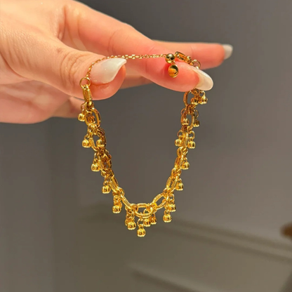 Gold-Plated 925 Silver｜Bountiful Little Pumpkin Bracelet - Gold Chain with Bell for Harvest Luck & Joy