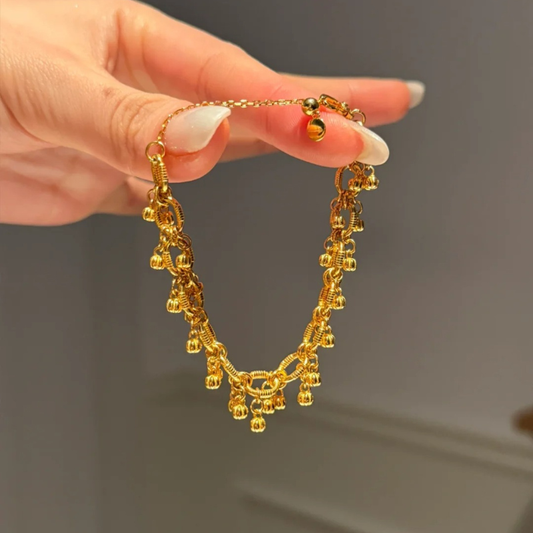 Gold-Plated 925 Silver｜Bountiful Little Pumpkin Bracelet - Gold Chain with Bell for Harvest Luck & Joy