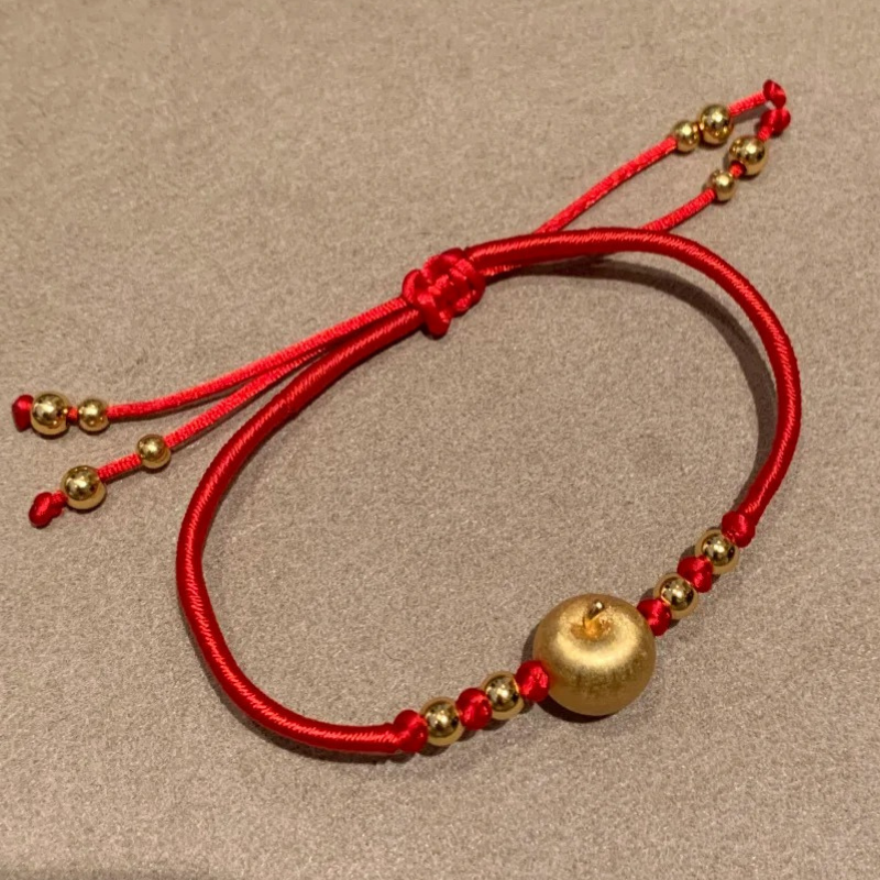 Gold-Plated 925 Silver｜Peace Apple Red String Bracelet