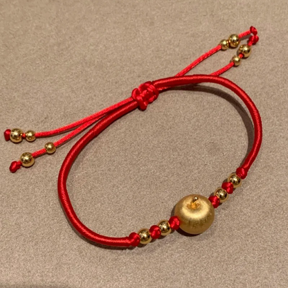 Gold-Plated 925 Silver｜Peace Apple Red String Bracelet