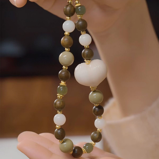 Phone Strap | Forest Letter – Hetian Jade & Green Sandalwood for Calm & Protection