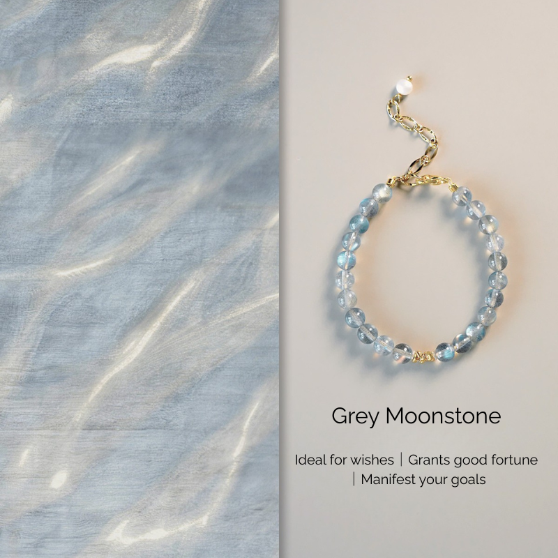 Bracelet | Wrist Galaxy – Gray Moonstone for Wishes & Manifestation