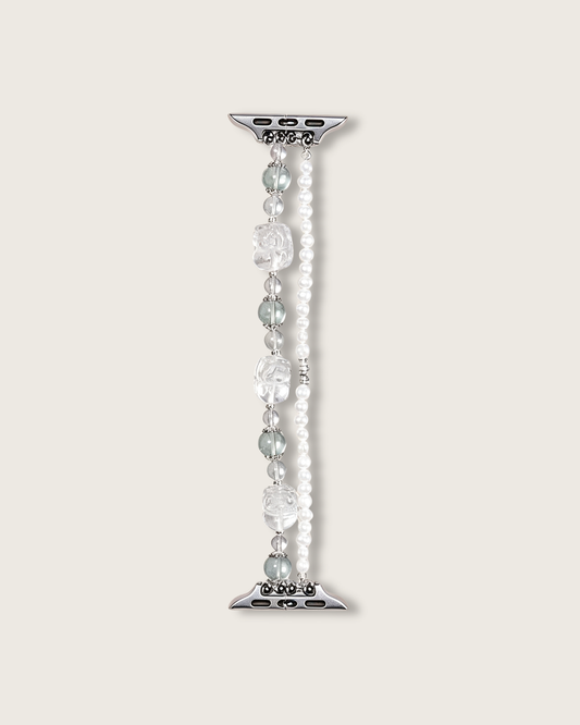 Watch Band – Pearl Sea Fluorite & Clear Quartz Pi Xiu, Repel Negativity