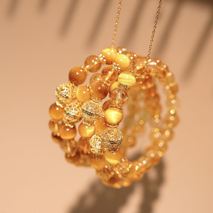 Bracelet｜"Sunset Gold Fusion" Pyrite & Golden Rutilated Quartz for Wealth Abundance