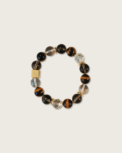 Four-Way Fortune, Tiger Eye & Clear Quartz Bracelet, Attract Wealth