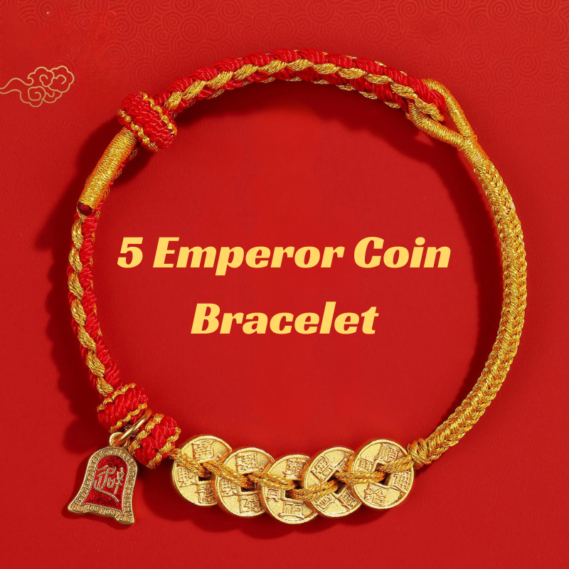 Red String Bracelet｜2026 Five Emperor Coins - Wealth, Protection & Feng Shui Luck