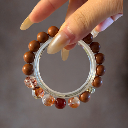 Herbal Incense Bracelet｜"Passion & Vitality", Transparent Red Phantom & Red Agate, Various Herbal Recipes Available
