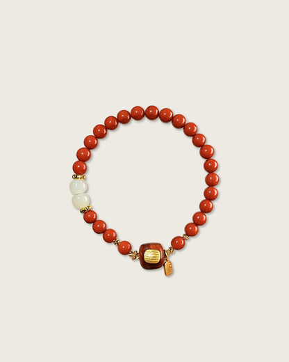 Red Blessing, Nanhong & Hetian Jade Bracelet, Support Your Health