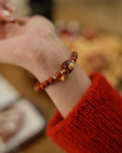 Red Blessing, Nanhong & Hetian Jade Bracelet, Support Your Health
