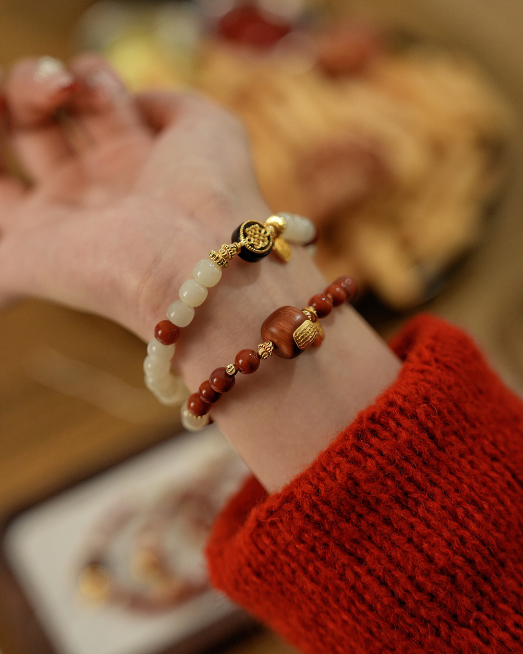 Full Fortune, Hetian Jade & Black Agate Bracelet, Shield Your Peace