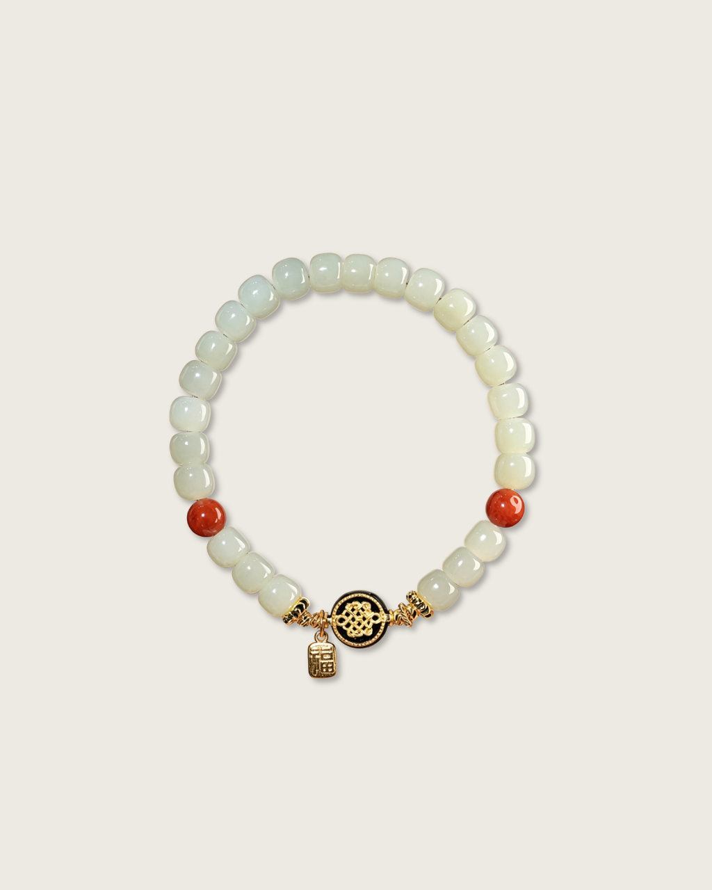 Full Fortune, Hetian Jade & Black Agate Bracelet, Shield Your Peace