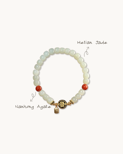 Full Fortune, Hetian Jade & Black Agate Bracelet, Shield Your Peace