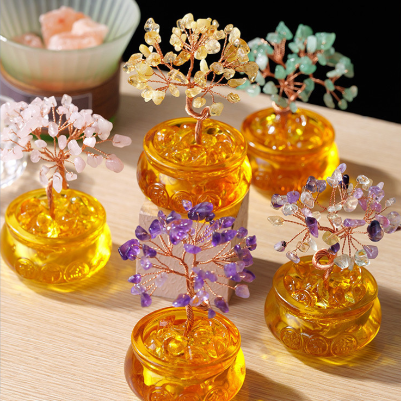 Rose Quartz Feng Shui Tree For Love - Harmony & Relationship Planter