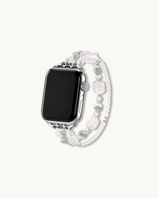 Watch Band – Pearl Sea Fluorite & Clear Quartz Pi Xiu, Repel Negativity