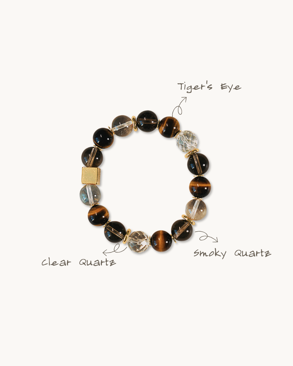 Four-Way Fortune, Tiger Eye & Clear Quartz Bracelet, Attract Wealth