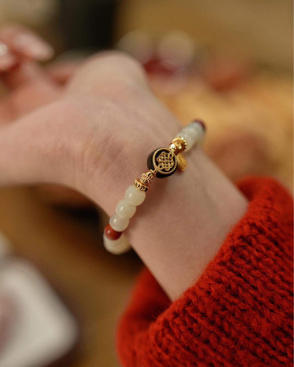 Full Fortune, Hetian Jade & Black Agate Bracelet, Shield Your Peace