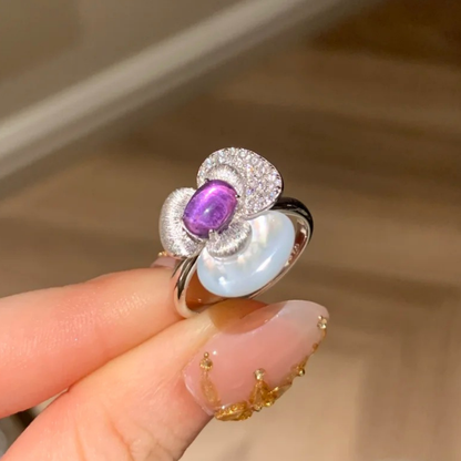 Gold-Plated 925 Silver｜ Iris Amethyst Ring