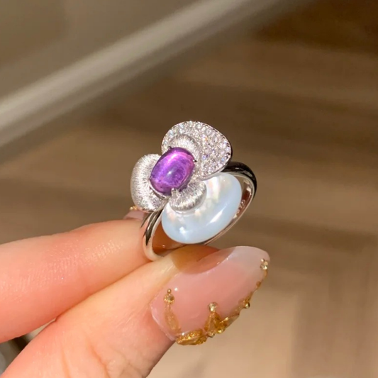 Gold-Plated 925 Silver｜ Iris Amethyst Ring