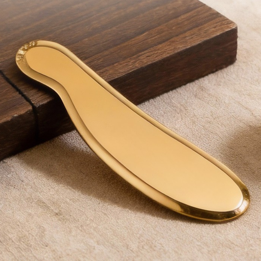Brass Gua Sha Tool - Professional TCM Face & Body Scraper for Energy Flow