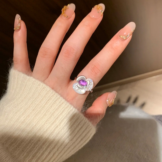Gold-Plated 925 Silver｜ Iris Amethyst Ring