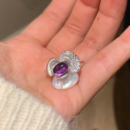 Gold-Plated 925 Silver｜ Iris Amethyst Ring