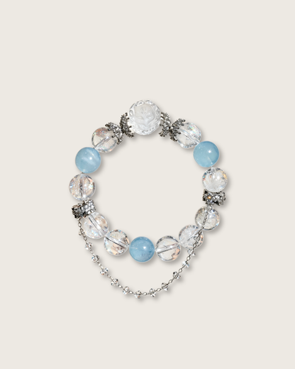 Snow Mountain, White Azeztulite & Aquamarine Bracelet, Release Stress
