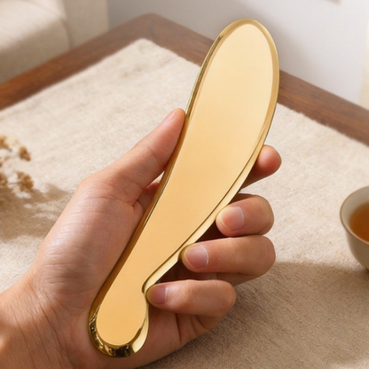 Brass Gua Sha Tool - Professional TCM Face & Body Scraper for Energy Flow