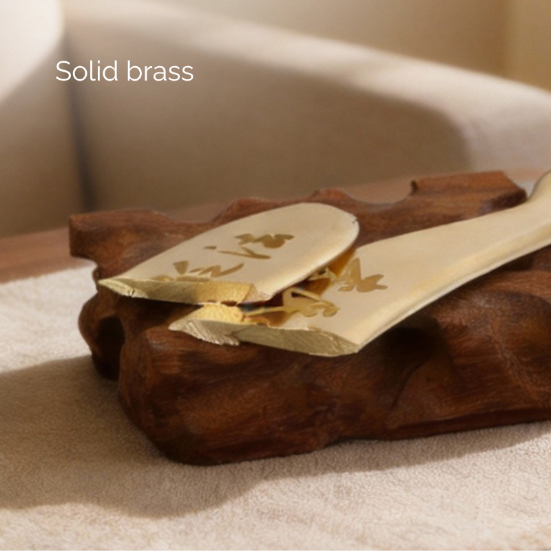 Brass Gua Sha Tool - Professional TCM Face & Body Scraper for Energy Flow