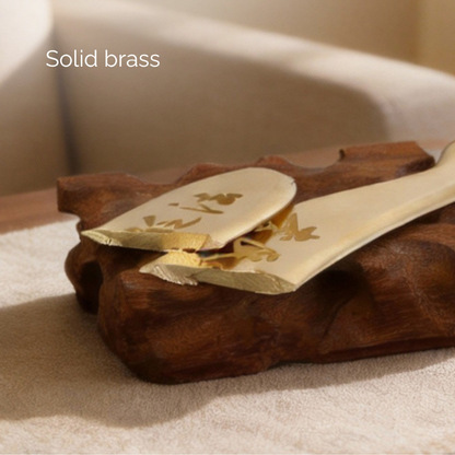 Brass Gua Sha Tool - Professional TCM Face & Body Scraper for Energy Flow