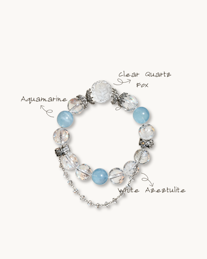 Snow Mountain, White Azeztulite & Aquamarine Bracelet, Release Stress