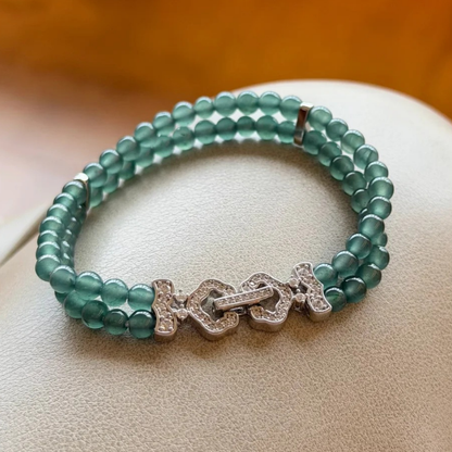 Gold-Plated 925 Silver｜Chalcedony Beaded Bracelet