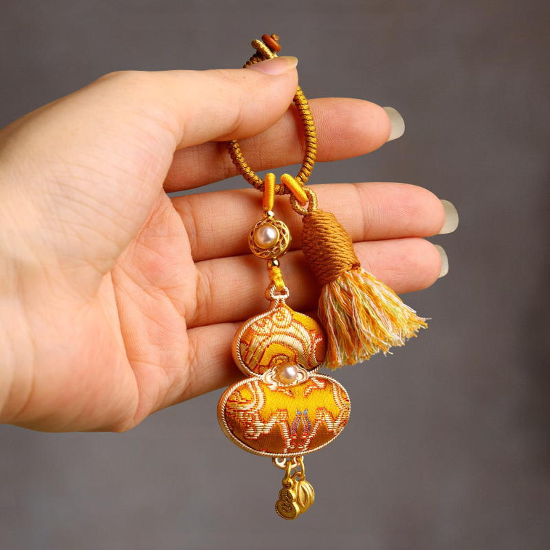 Embroidered Gourd Charm | Classic Symbol of Good Fortune with Braided Tassel