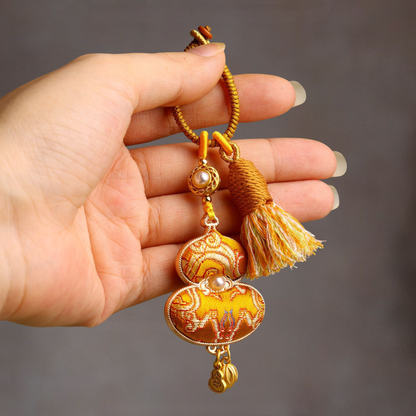 Embroidered Gourd Charm | Classic Symbol of Good Fortune with Braided Tassel